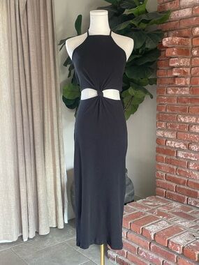 Black Halter Knot Midi Dress - Women